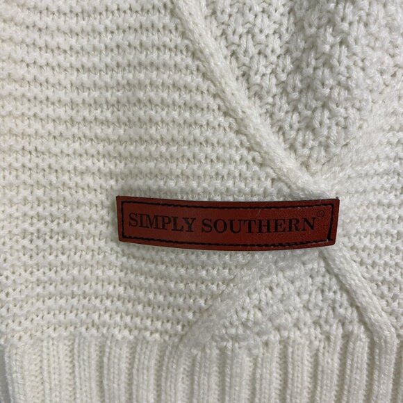 Simply Southern Ladies Top Size Medium Knit Pullover White‎ Cozy Trendy Unique - Picture 5 of 13